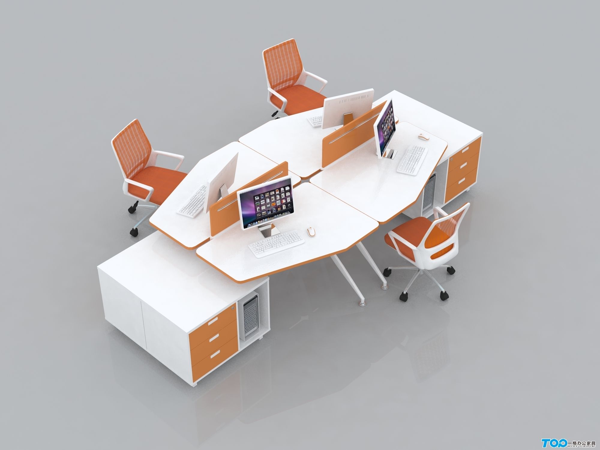 新款4人屏風(fēng)工作位 十字屏風(fēng)辦公卡位